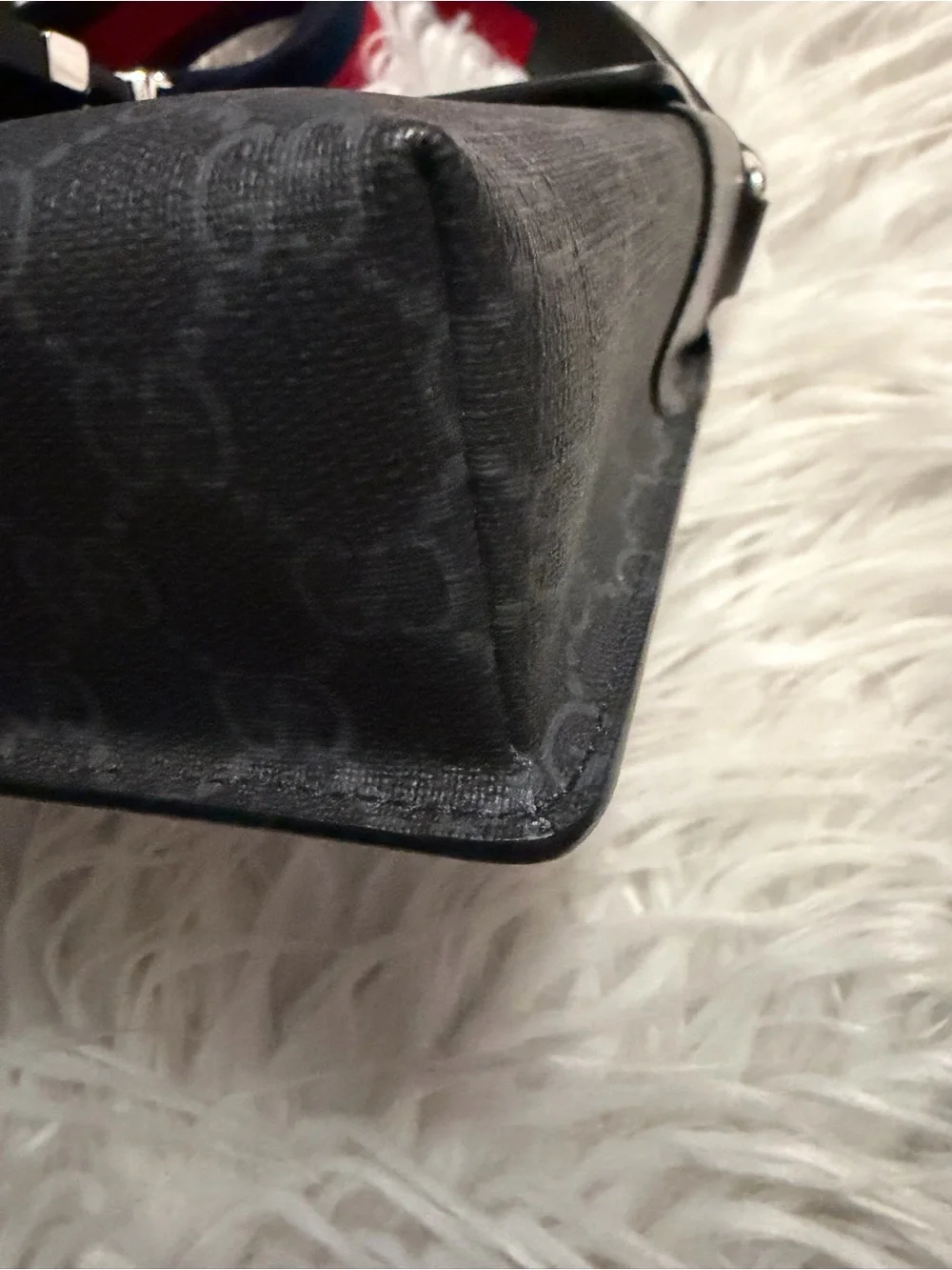 GUCCI Black GG Canvas Mini Messenger Bag